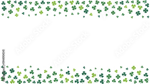 A decorative pattern of small green leaves scattered across a white surface
