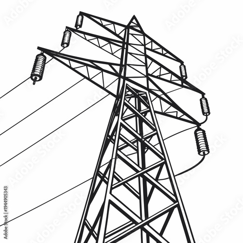 Voltage power transmission tower with insulators electricity energy