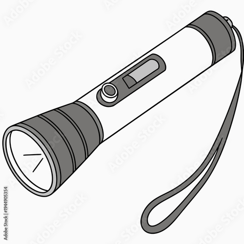 Flashlight with a strap and button torch battery powered handheld