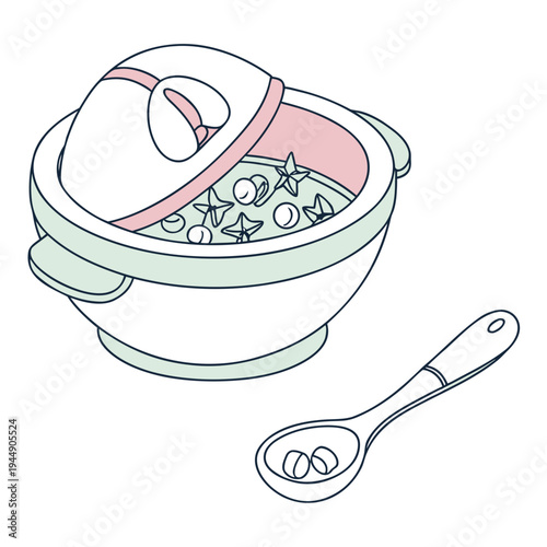 Baby bowl with stars and spoon baby food feeding