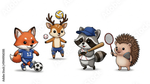 Kumpulan Maskot Hewan Lucu Bermain Berbagai Macam Olahraga