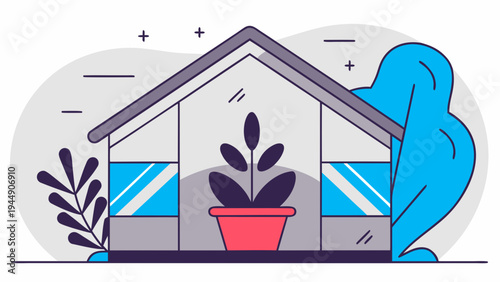 Simple abstract plant pot illustration with cozy home aesthetic. Minimal vector design perfect for interior decor prints, lifestyle branding, and modern wall art.