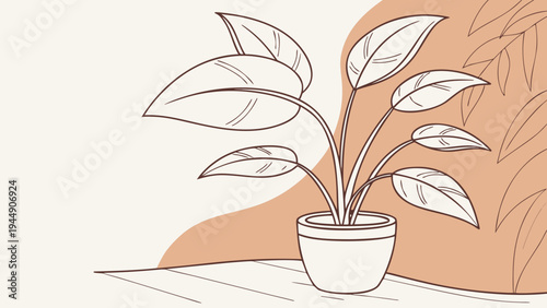 Simple abstract plant pot illustration with cozy home aesthetic. Minimal vector design perfect for interior decor prints, lifestyle branding, and modern wall art.