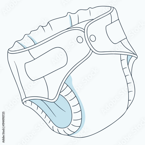 White and blue cloth diaper with snap buttons and absorbent layer