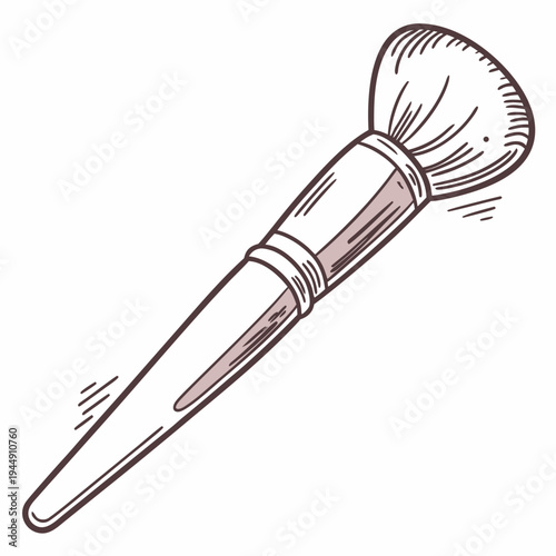 Makeup brush with white and pink handle and bristles beauty cosmetic