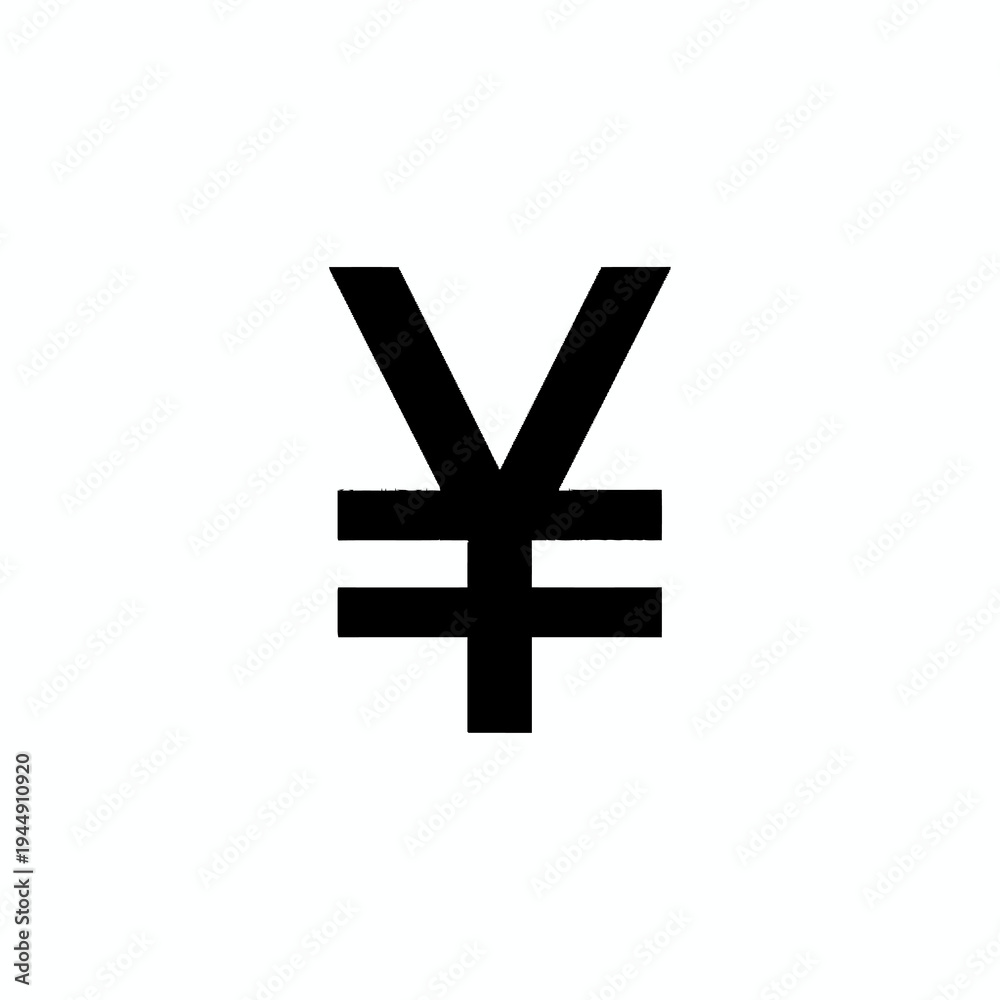 Obraz premium Japanese Yen Currency Symbol in Bold Black Against a White Background - Finance and Economy Icon