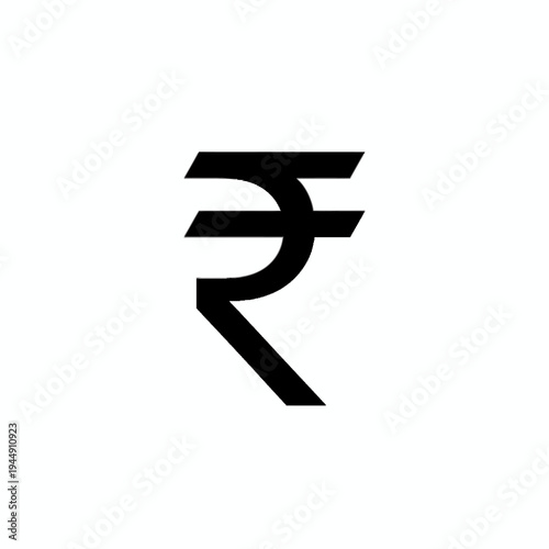 Bold black Indian Rupee currency symbol icon representing finance, economy, wealth, and payment concepts on a clean white background, ideal for digital financial applications and presentations