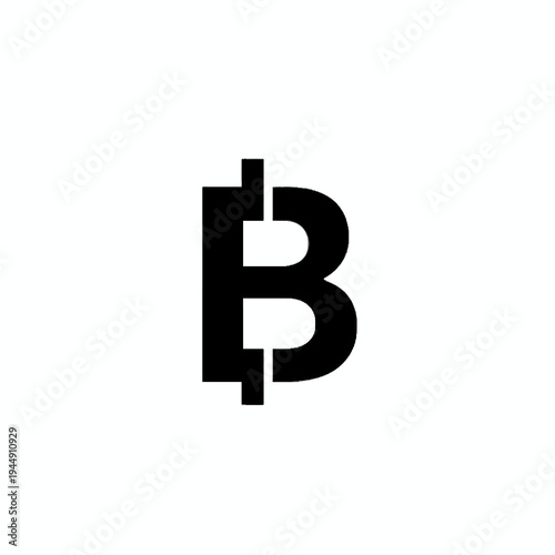Bitcoin symbol icon, a graphic representation of the cryptocurrency's iconic logo in black and white