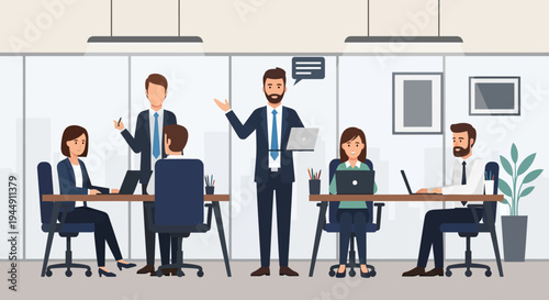 Business Professionals in Modern Office Meeting.