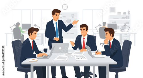 Businessmen Meeting Around Table Discussing Project.