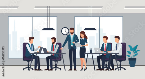 Business Professionals in Modern Office Meeting.