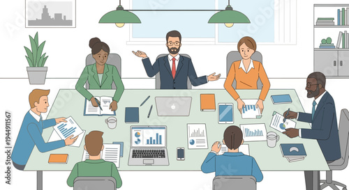 Diverse Business Team Meeting in Modern Office.