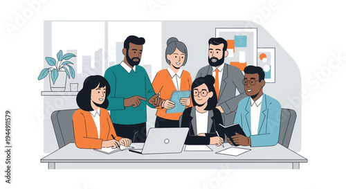 Diverse Business Team Collaborating Around Table.