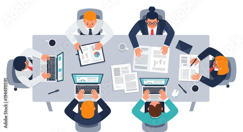 Business Team Meeting Around Conference Table.