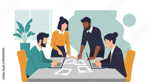 Business Professionals Collaborating Around Table.