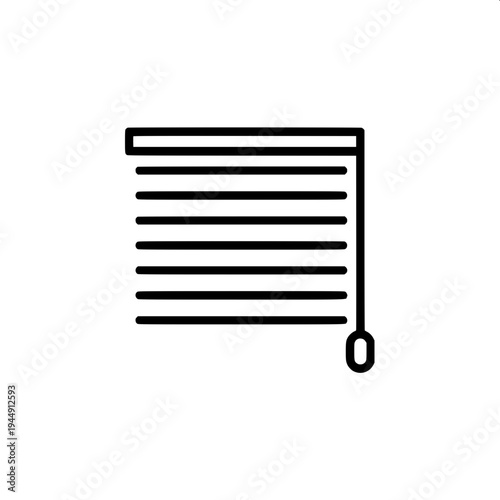 Smart home window blinds icon, window frame with horizontal shutter lines and a remote control with WiFi signal, monochrome black silhouette, minimal flat vector, isolated on white background.