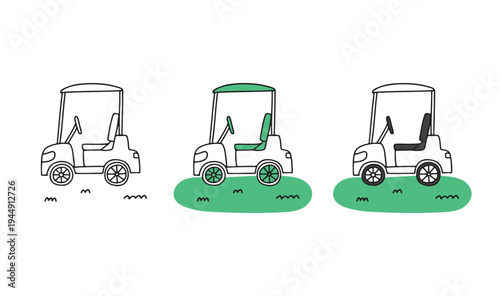 ゴルフカートのイラスト3種類