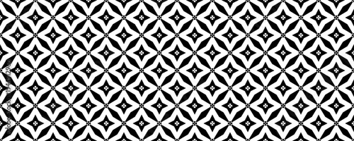 Elegant seamless pattern featuring monochrome stars and diamond shapes in a symmetrical grid