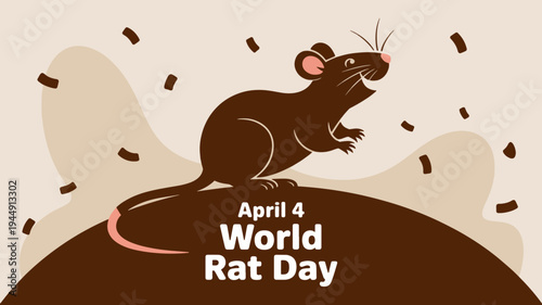 Brown rat standing on a hill with coffee beans world rat day april 4th celebration
