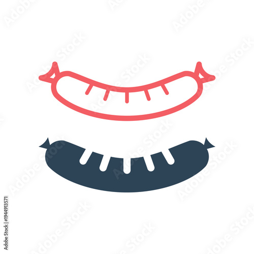 Grill sausage icons set vector illustration.
