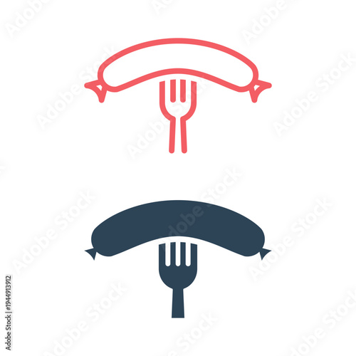 Grill sausage icons set vector illustration.
