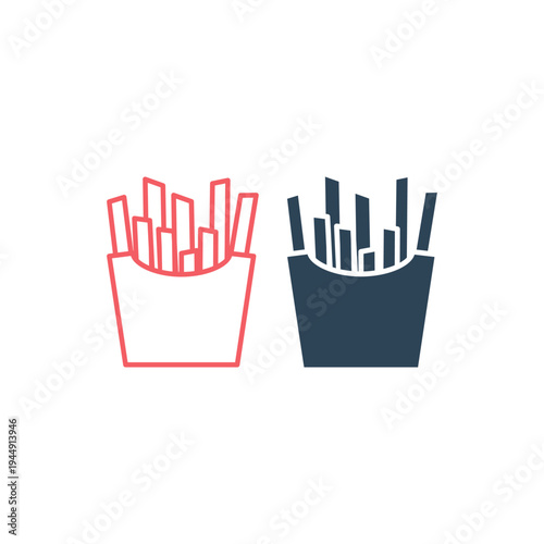 Fast Food French Fries icons set illustration.
