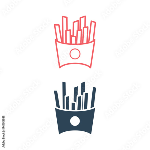Fast Food French Fries icons set illustration.

