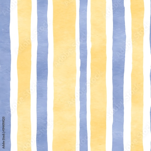 Seamless pattern of contemporary abstract vertical stripes in creamy yellow and cool blue hues for digital paper and home furnishing projects