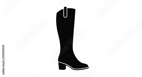 Vector illustration of a single black cowboy boot