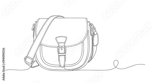 Vector illustration of a single line drawing crossbody bag