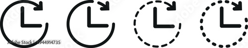 Four different clock icons with arrows in circular motion