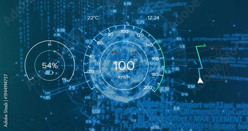 Gaugeglobe receiving telemetry animating speed to 100km or h then dropping for auto battery telemetr