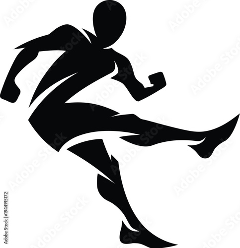 A black silhouette of a person running