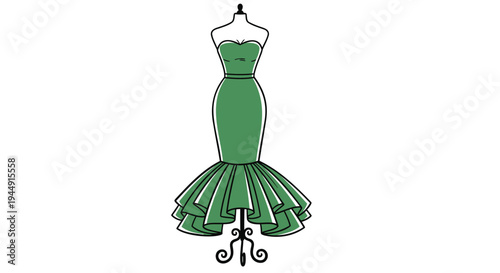 Vector green cocktail dress on mannequin