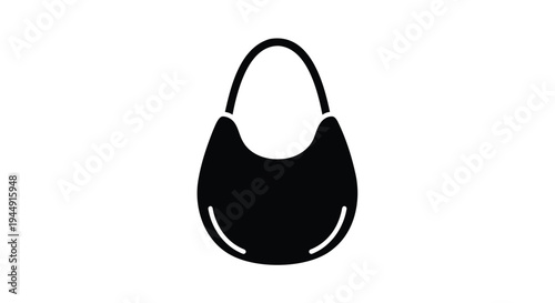 Vector black purse icon, handbag symbol