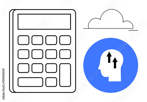 Cloud-based learning concept. Cloud-based tools streamline education and financial analysis. Cloud-based platforms enhance mental growth and calculations. Ideal for e-learning, finance, analytics