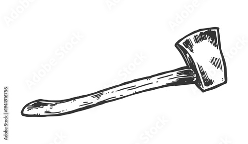 Axe vector illustration. Hand drawn sketch. Engraving style.