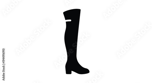 Vector black knee-high boot icon