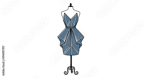 Vector illustration of blue dress on mannequin