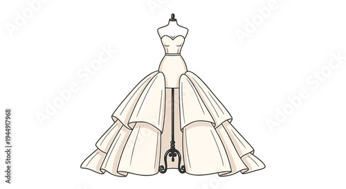 Vector illustration of a white wedding dress