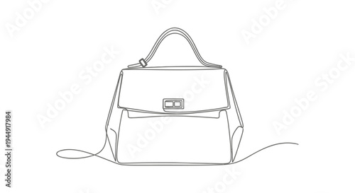 Vector illustration of a single black handbag