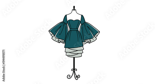 Vector illustration of teal dress on mannequin
