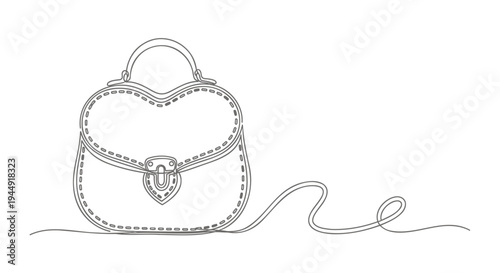 Vector illustration of a heart-shaped purse with a long strap