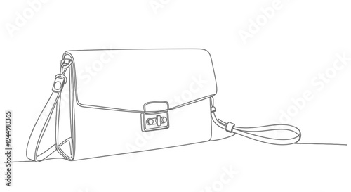 Vector illustration of a single line drawing purse
