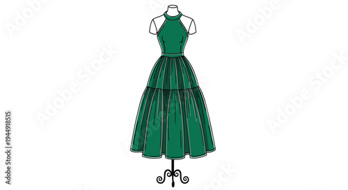 Vector illustration of a green dress on a mannequin