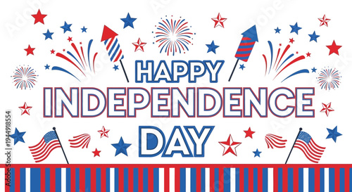 Independence Day Celebration with Fireworks and Flags 1.