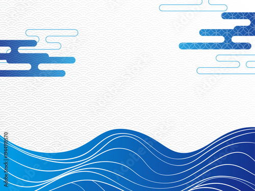 日本の古風な海原の風景素材