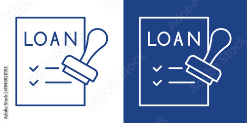 Loan Blue And White Icon Style Collection