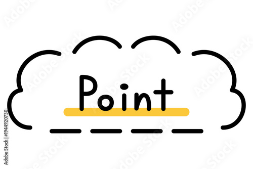 手描き風のかわいいもくもくの雲の枠とポイントの文字