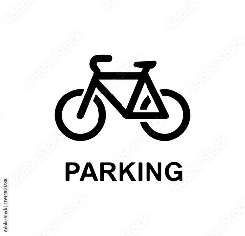 Bicycle Parking Symbol Icon - Minimalist Vector Illustration